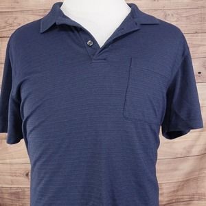 VAN HEUSEN SHORT SLEEVE BLUE STRIPED POLO SHIRT MENS SZ XL